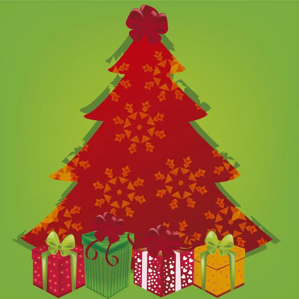 Roter Weihnachtsbaum — Stockvektor