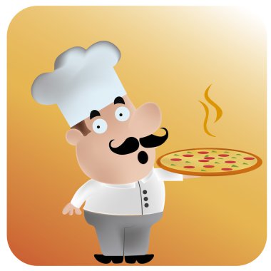 pizza ile mutlu aşçı