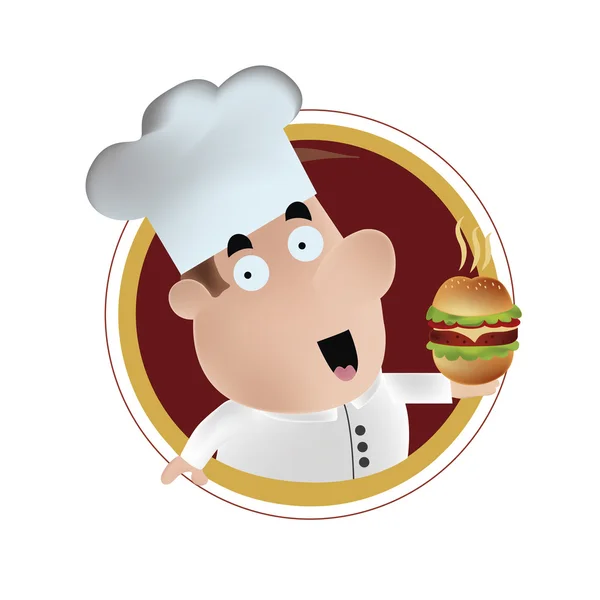 Chef felice con hamburger — Vettoriale Stock
