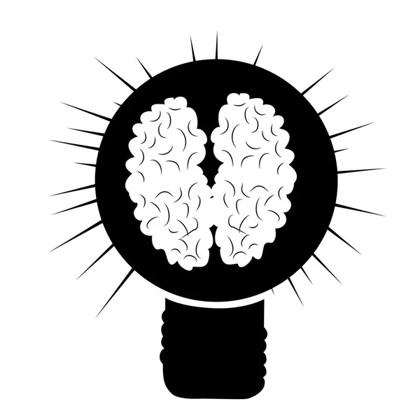 Cerebro en una bombilla — Vector de stock