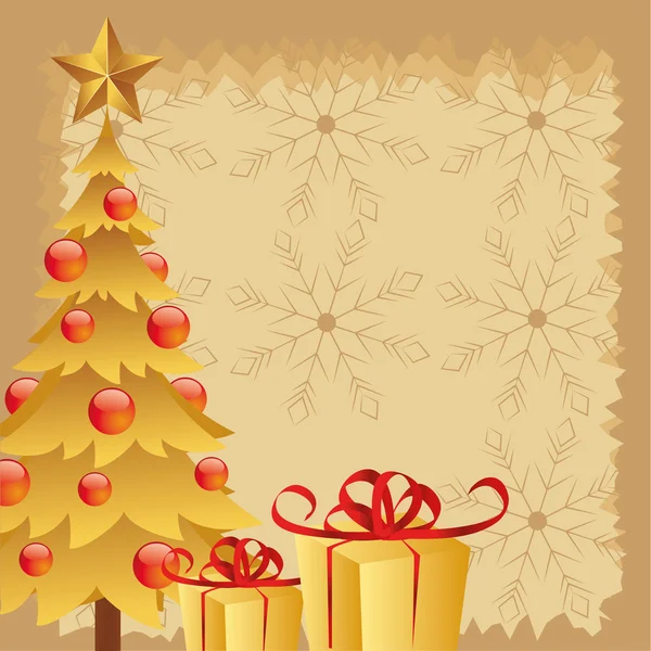 Gouden kerstboom — Stockvector