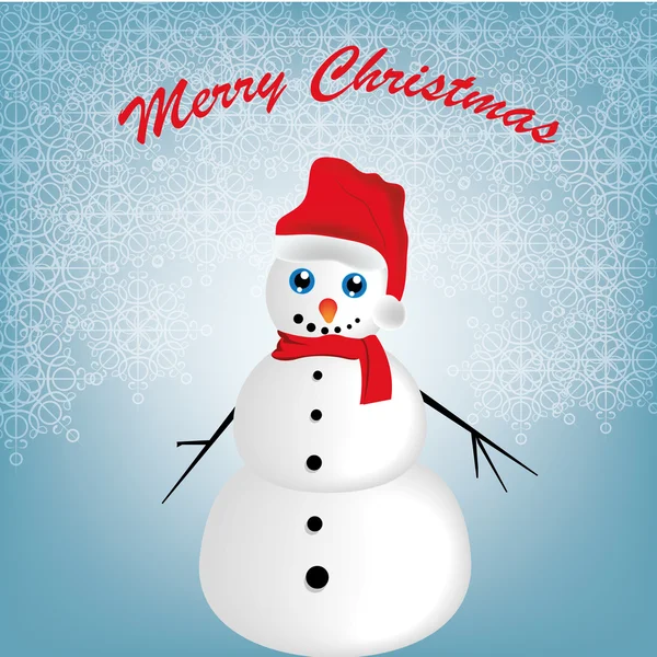 Happy snowman in christmas — Stock Vector