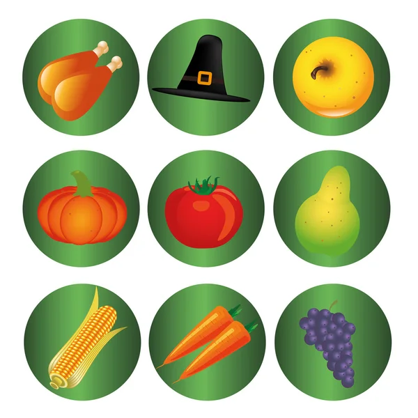 Thanksgiving day pictogrammen — Stockvector