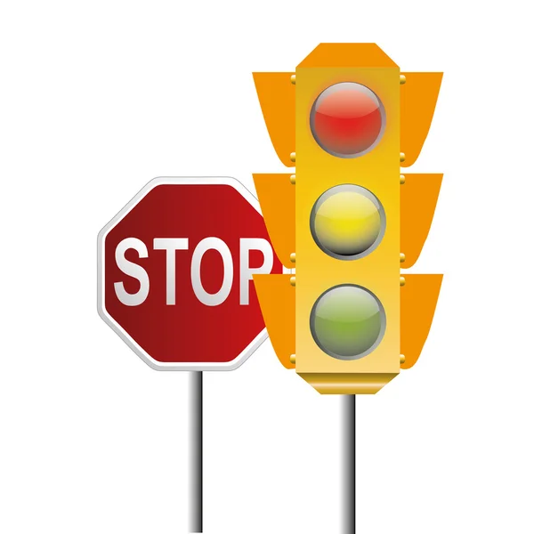 Trafik ışığı ve stop sinyali — Stok Vektör