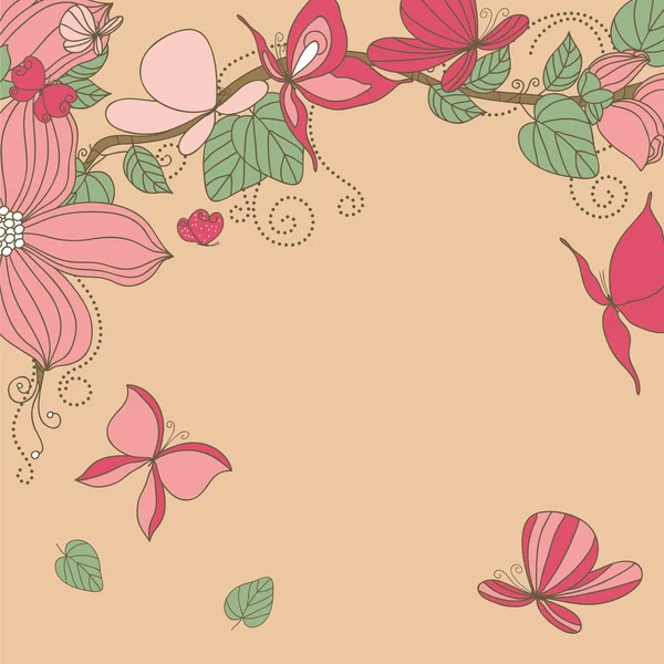 Bloemen en Vlinders — Stockvector