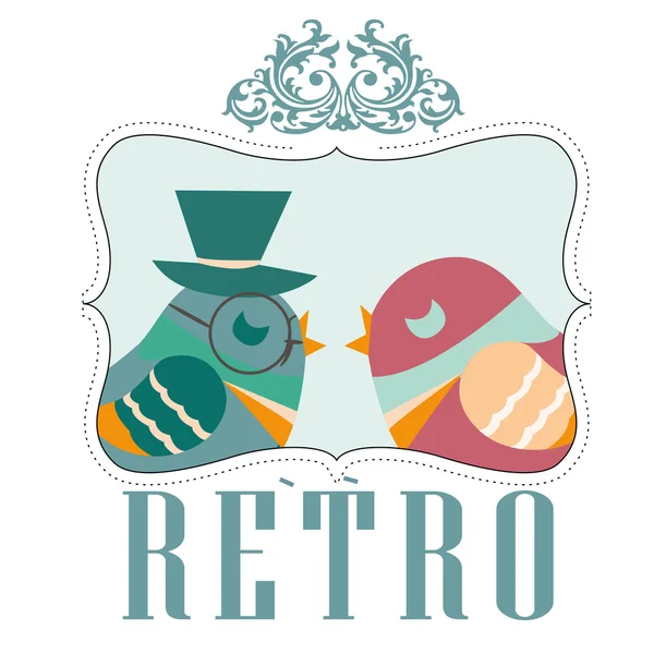 Dos aves retro — Vector de stock