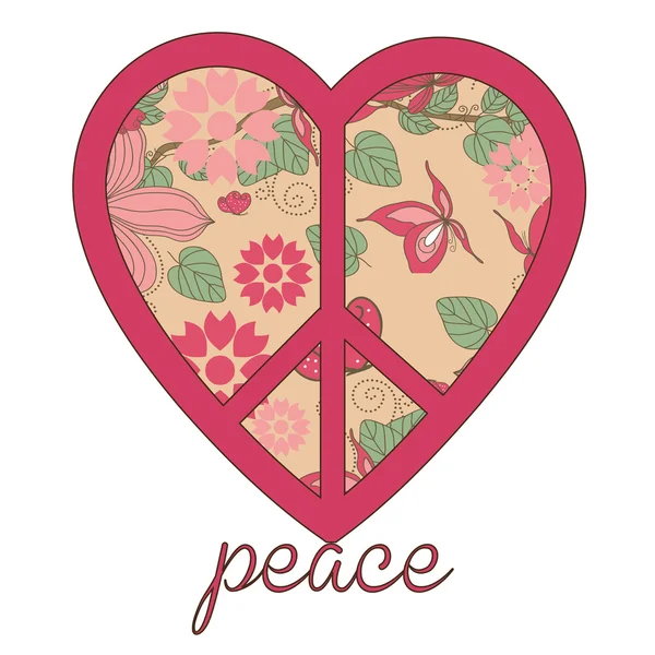 Kalp barış sembolü — Stok Vektör