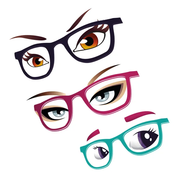 Yeux et lunettes — Image vectorielle