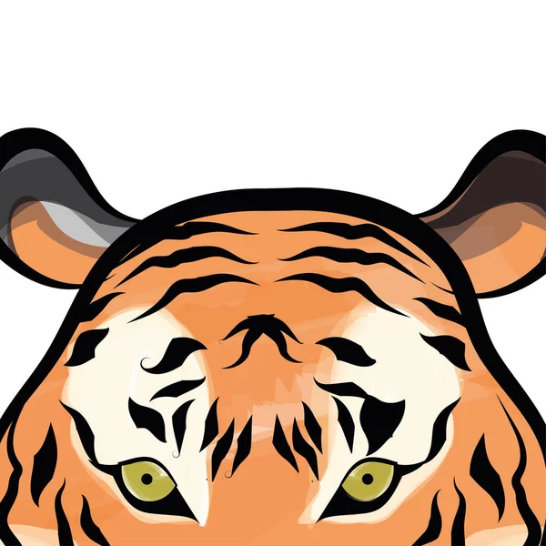 Cerrar mirada de un tigre asiático de color cara Vector — Vector de stock