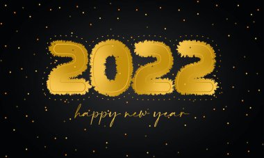 Dokulu metin vektörüyle Mutlu 2022 Yeni Yıl Şablonu