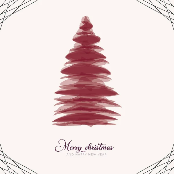 水彩色クリスマスツリーベクトルイラスト付きホワイトクリスマスギフトカード — ストックベクタ