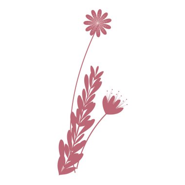 Çiçeklerin ve yaprakların izole edilmiş silueti Vektör illüstrasyonu