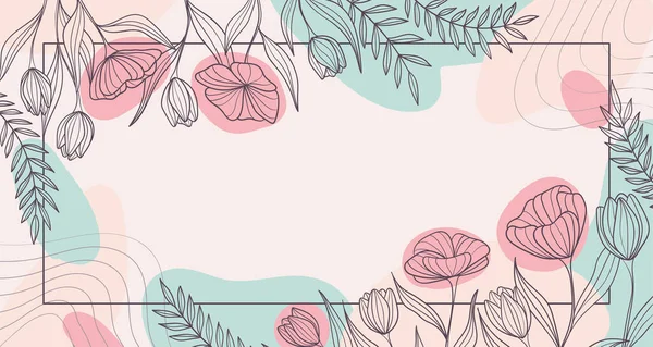 色かわいい水彩の花のフレームベクトル — ストックベクタ