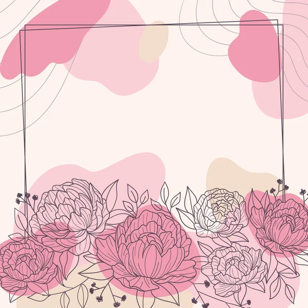 Color lindo marco floral acuarela con rosas Vector — Vector de stock