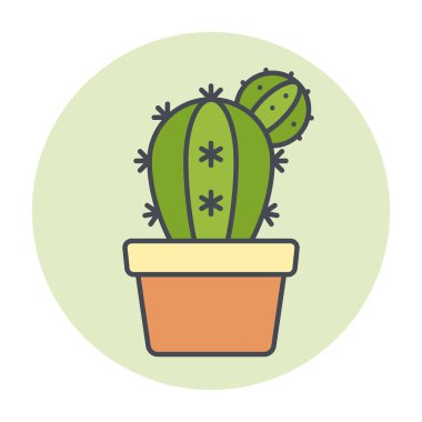 Renkli bir daire çerçeve vektörü üzerinde izole edilmiş yeşil kaktüs