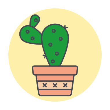 Renkli bir daire çerçeve vektörü üzerinde izole edilmiş yeşil kaktüs