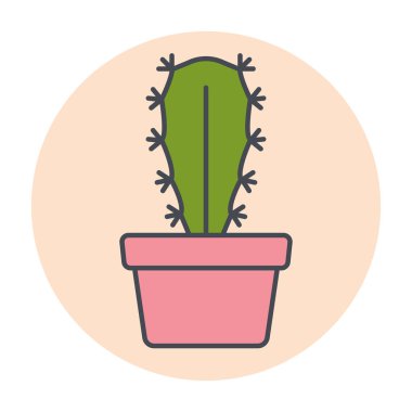 Renkli bir daire çerçeve vektörü üzerinde izole edilmiş yeşil kaktüs