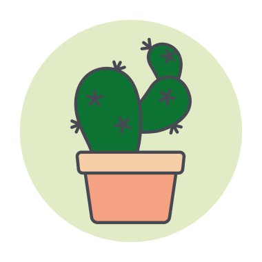Renkli bir daire çerçeve vektörü üzerinde izole edilmiş yeşil kaktüs