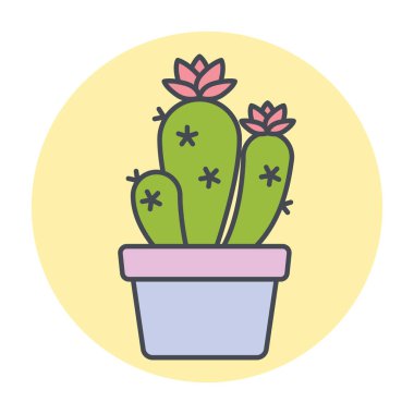 Renkli bir daire çerçeve vektörü üzerinde izole edilmiş yeşil kaktüs