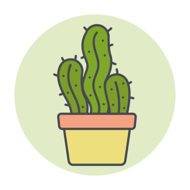 Renkli bir daire çerçeve vektörü üzerinde izole edilmiş yeşil kaktüs