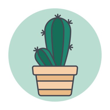 Renkli bir daire çerçeve vektörü üzerinde izole edilmiş yeşil kaktüs