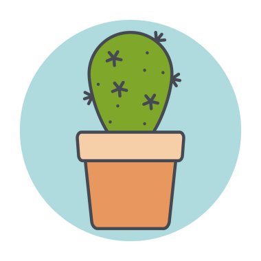 Renkli bir daire çerçeve vektörü üzerinde izole edilmiş yeşil kaktüs
