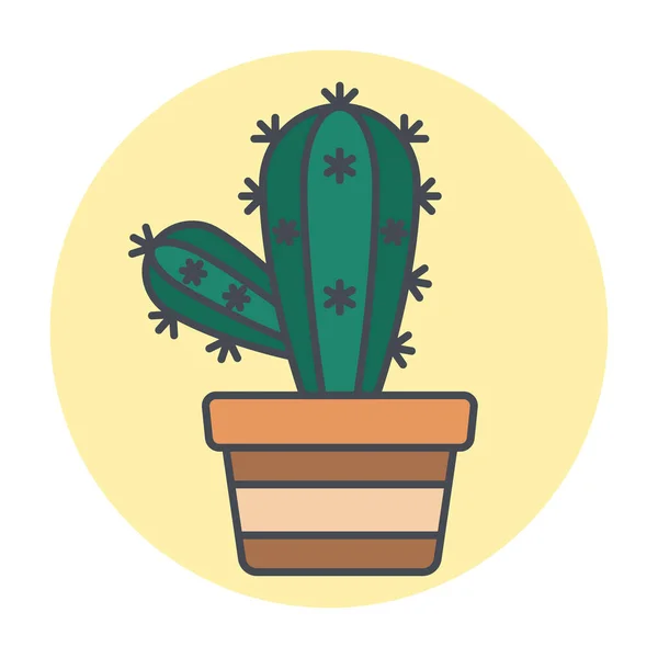 Geïsoleerde groene cactus op een gekleurde cirkel frame Vector — Stockvector