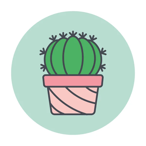 Cactus verde aislado en un marco de círculo de color Vector — Vector de stock