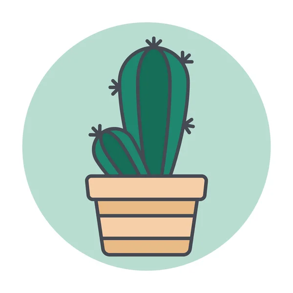 Geïsoleerde groene cactus op een gekleurde cirkel frame Vector — Stockvector