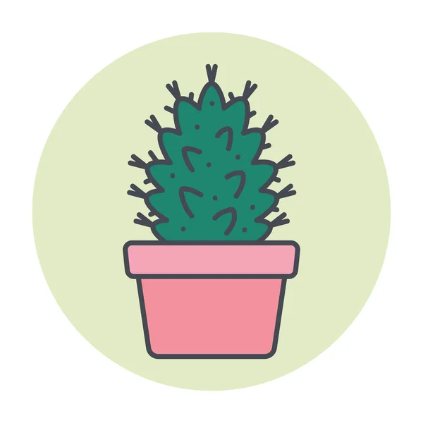 Geïsoleerde groene cactus op een gekleurde cirkel frame Vector — Stockvector