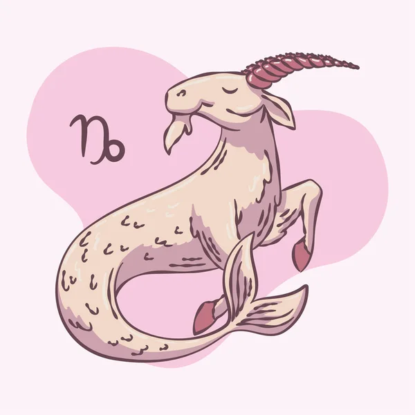 Capricorne isolé signe du zodiaque croquis chèvre animal vecteur — Image vectorielle