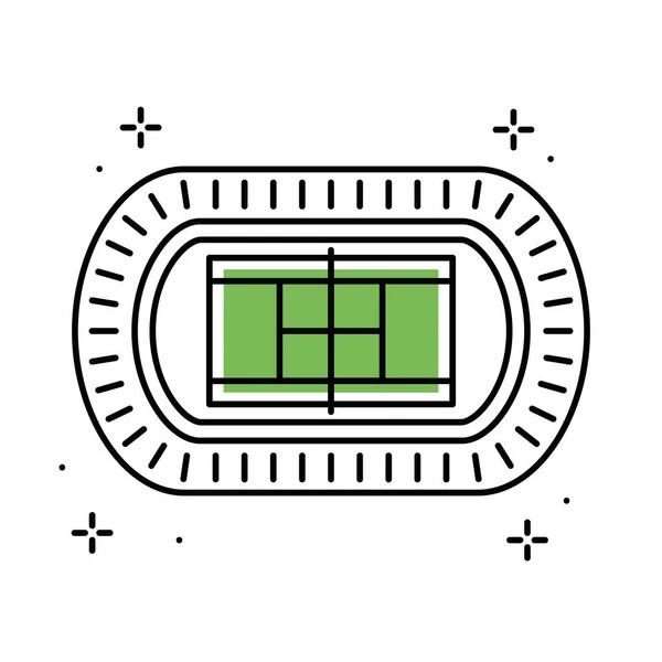 Izolovaný barevný tenisový stadion ikona letecký pohled vektor — Stockový vektor