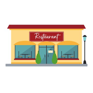 İzole edilmiş ön manzara restoran binası taşıyıcısı