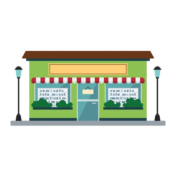 Vista frontal isolada pequeno negócio loja edifício Vector —  Vetores de Stock
