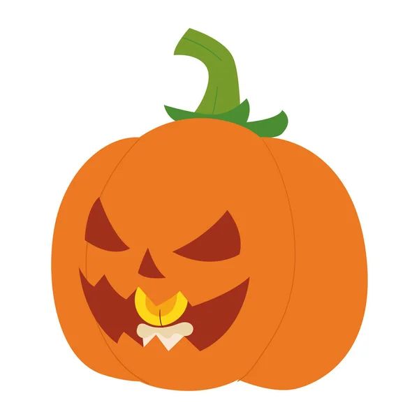Geïsoleerde vrolijke Halloween pompoen met een kaars Vector — Stockvector