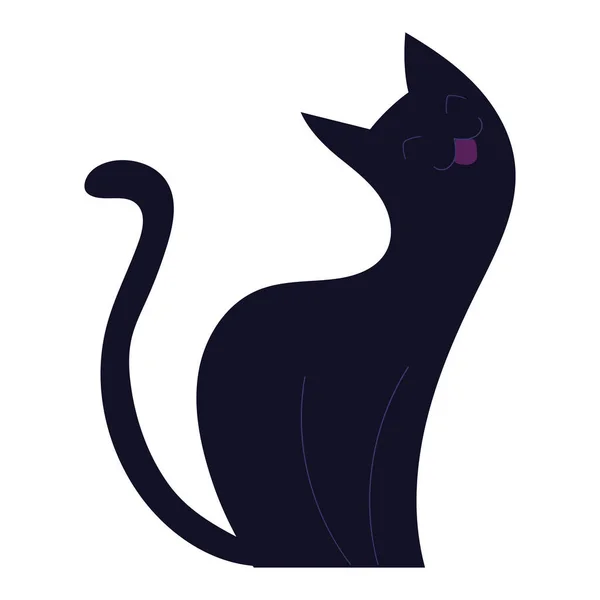 Imagen aislada de gato negro lindo Vector — Vector de stock