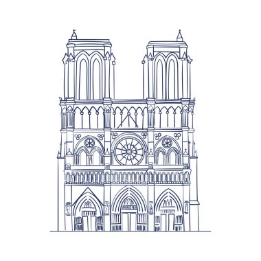 Notre Dame Vektörünün izole edilmiş çizimi