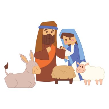 Doğum sahnesi Noel sezonu Bakire Meryem Bebek İsa Vektörü