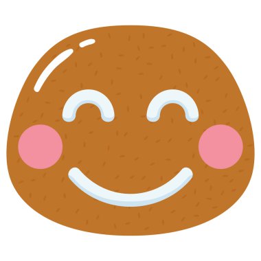 Zencefilli kek suratlı adam çizgi film kawaii Noel sezonu Vektörü