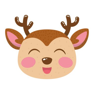 Mutlu ren geyiği suratlı çizgi film kawaii Noel hayvan taşıyıcısı