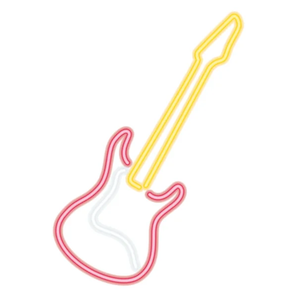 Izolowane neon gitara instrument muzyczny ikona wektor — Wektor stockowy