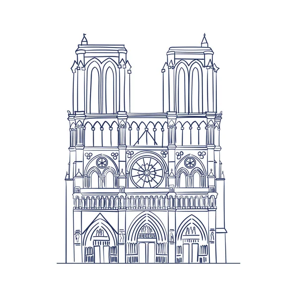 Esbozo aislado de Notre Dame Vector — Vector de stock