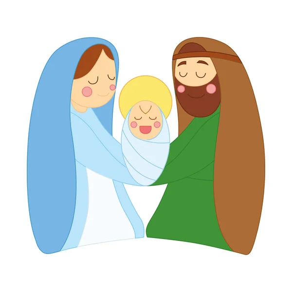 Belén Navidad Virgen María José Niño Jesús Vector — Vector de stock