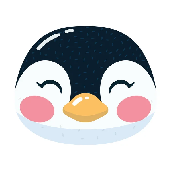 快乐可爱的企鹅脸阿凡达卡通片Kawaii矢量 — 图库矢量图片