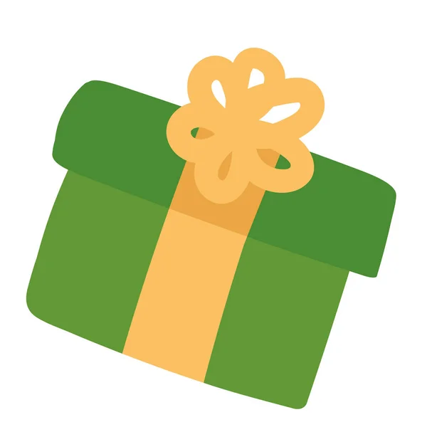 Isolated green gift box icon with yellow bow Vector — Stock Vector