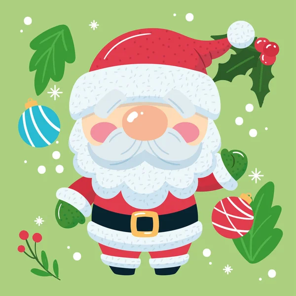 Santa Claus kreskówki kawaii świąteczne dekoracje wektor — Wektor stockowy