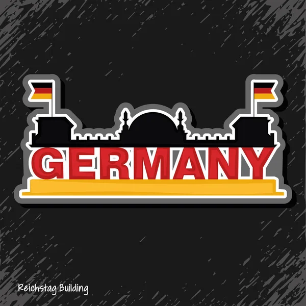 Reichstag landmark with the colors of German flag Vector — Stock Vector