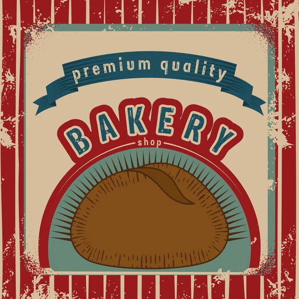 Vintage bakery shop poster illustration premium quality bread Vector — Stock Vector