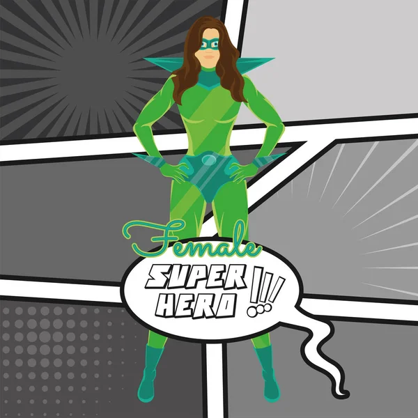 Kartun pahlawan super wanita yang terisolasi pada latar belakang buku komik Vector - Stok Vektor
