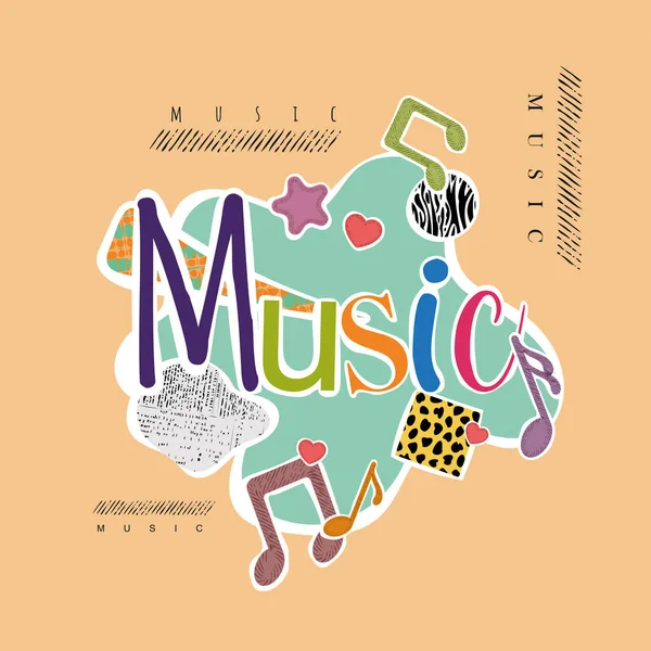 Modello astratto di musica colorata con note musicali Vettore — Vettoriale Stock